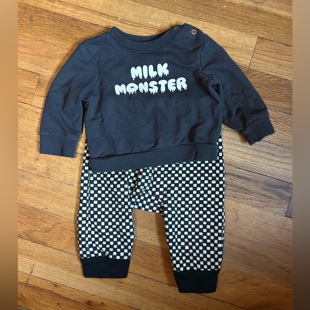 Cat & Jack Black Baby Monster Graphic Sweatshirt 3-6mo